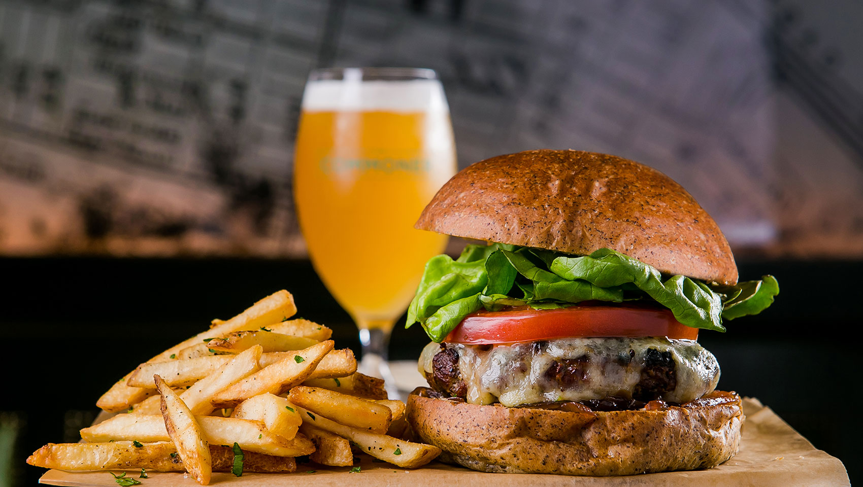 Burger, Fries, Beer