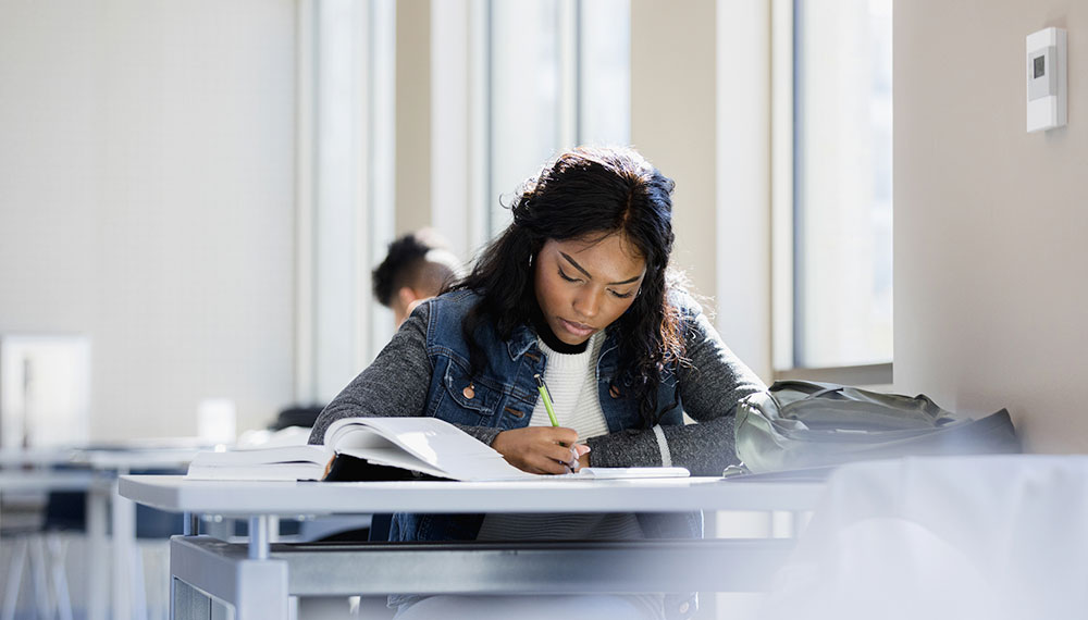 a person studying at Point Park University
