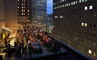 Biergarten at night