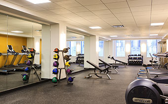 Monaco Pittsburgh Fitness Center with weights, treadmills and other machines